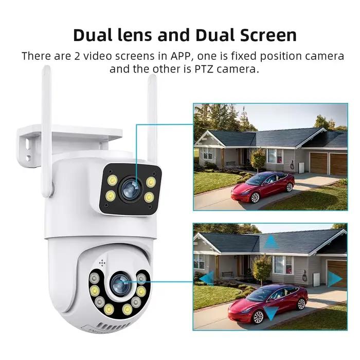 Caméra IP de sécurité sans fil extérieure 4K 8MP HD double objectif externe Wifi PTZ