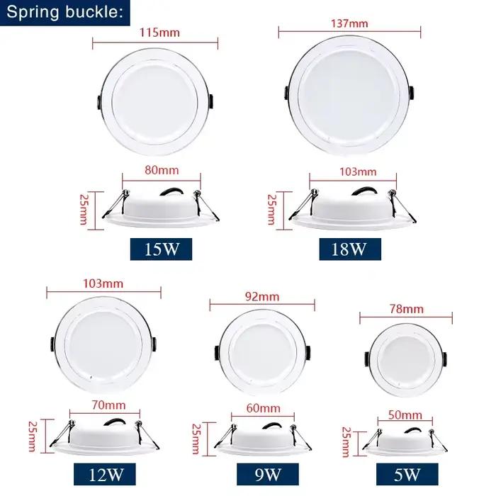 Led Downlight encastré rond plafonniers DC 12V 24V AC110V 220V 5W 9W 12W 15W 18W projecteur pour la