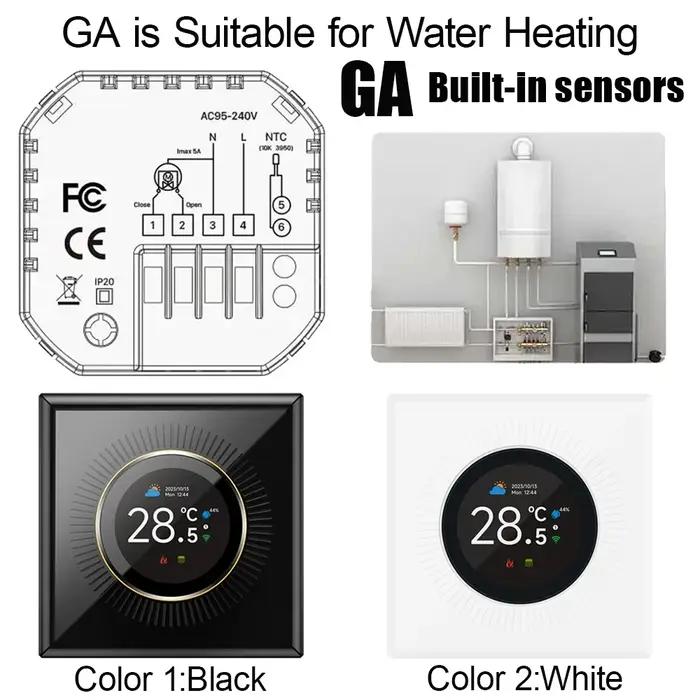 Thermostat Intelligent Wi-Fi TUYA Compatible avec Chauffage au Sol et Chaudière à Eau Gazeuse Programmable pour Maison Compatible Alexa Google Home Occasions Spéciales