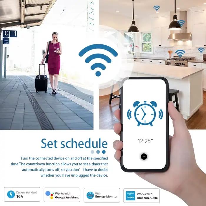 Prise intelligente WiFi Tuya 16A/20A EU avec moniteur de puissance