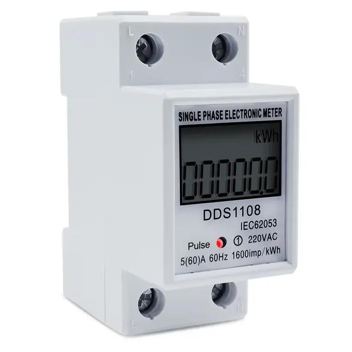 Compteur d'énergie électrique monophasé LCD KWH AC