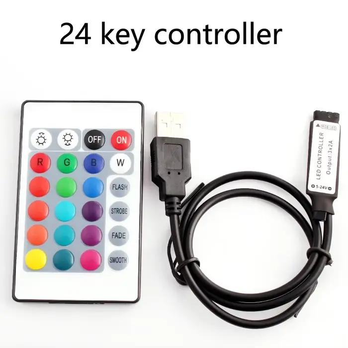 Bande LED RGB contrôleur Mini 3 24 44 touches connecteur USB télécommande IR variateur pour 5050 283