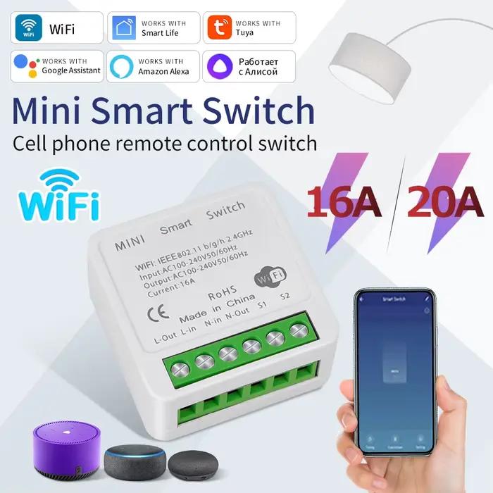 16A 20A Tuya WiFi commutateur intelligent contrôle bidirectionnel Mini disjoncteur