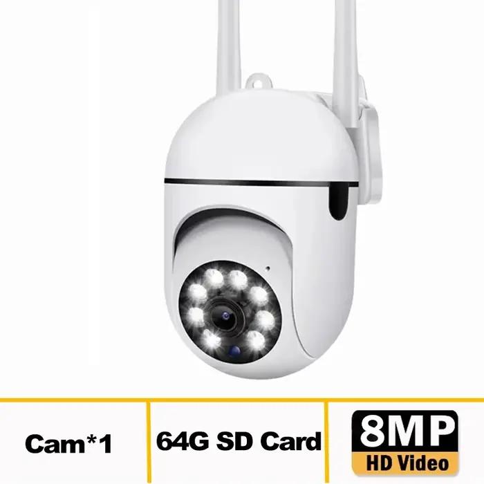 Caméra de Surveillance Wifi 8MP HD pour Maison et Bureau avec Suivi Humain par IA, Vision Nocturne Couleur et Protection contre les Intempéries IP66