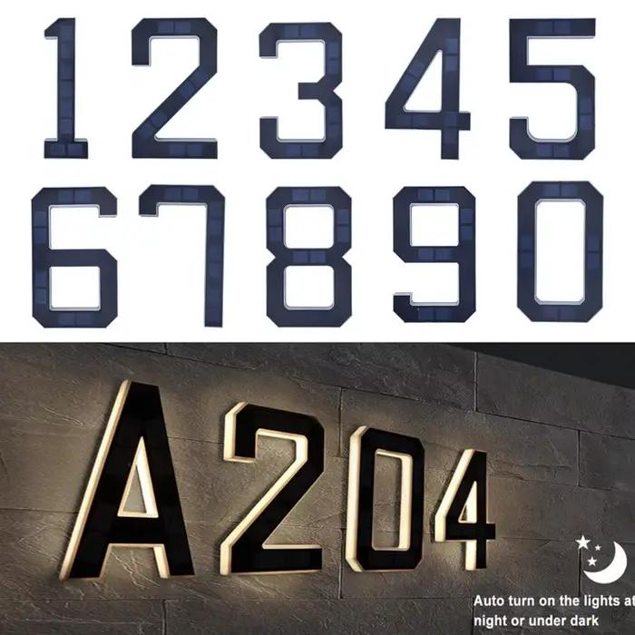 Plaque d'adresse solaire moderne à LED avec capteur de lumière