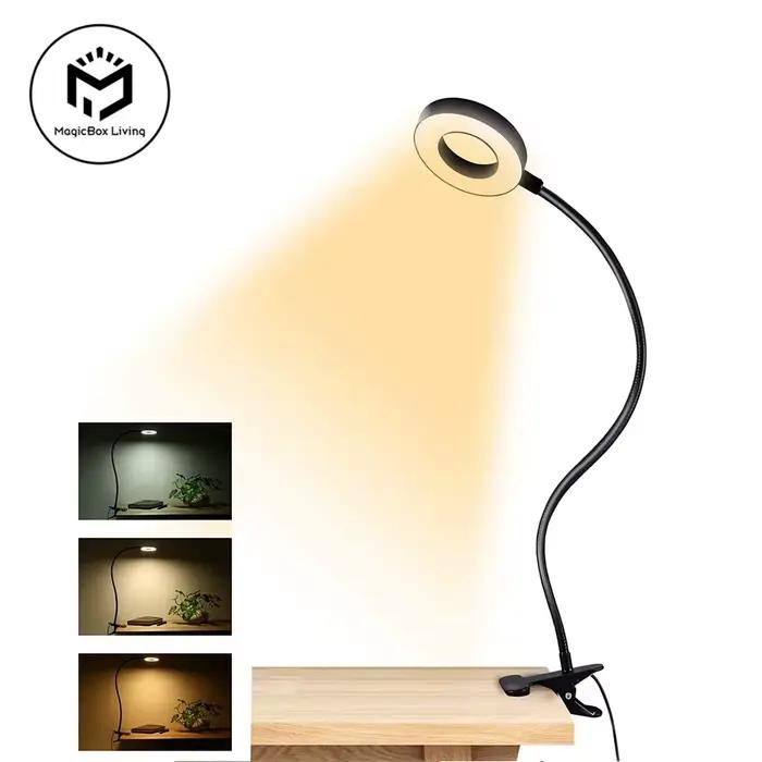 Lampe de bureau à clipser 48 LED 360 ° Lampe de Table de lecture à col de cygne Flexible, pince USB