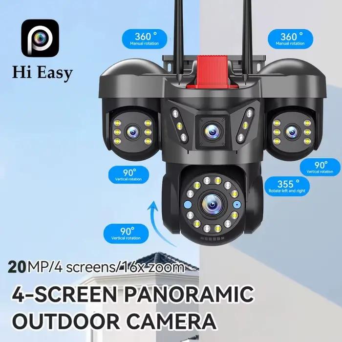 Caméra IP WiFi extérieure 10K 20MP UHD à quatre objectifs