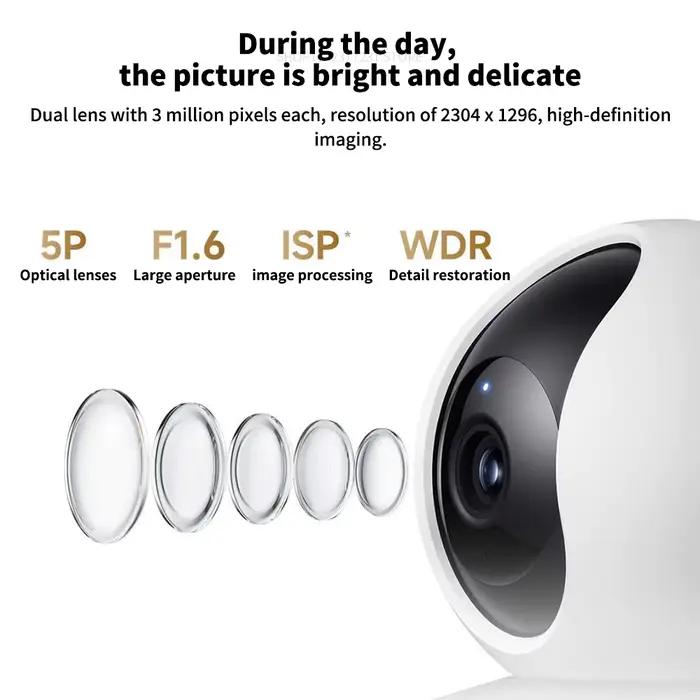 Caméra intelligente Xiaomi C300 à double objectif PTZ 360 ° Détection par IA