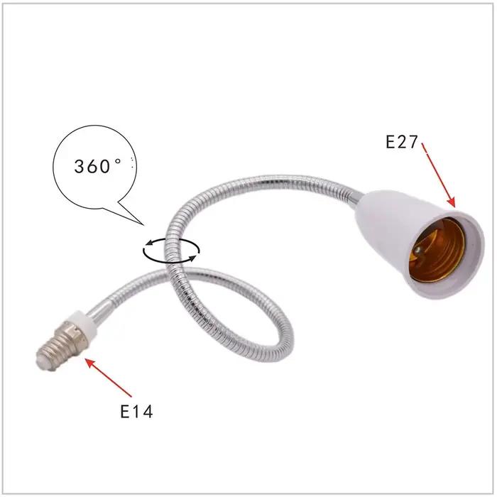 360 ℃ Coude E14 à E27 support de lampe allongé ampoule LED Base lampe douille 195mm 295mm 395m 495