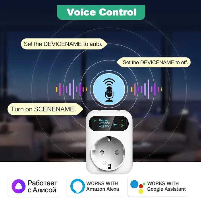 Prise intelligente Tuya Wi-Fi thermostat pour radiateurs portables, radiateurs infrarouge, radiateurs à bain d'huile, foyers électriques, climatiseurs de fenêtre, refroidisseurs évaporatifs, aquariums, caves à vin, serres et autres appareils électroménagers
