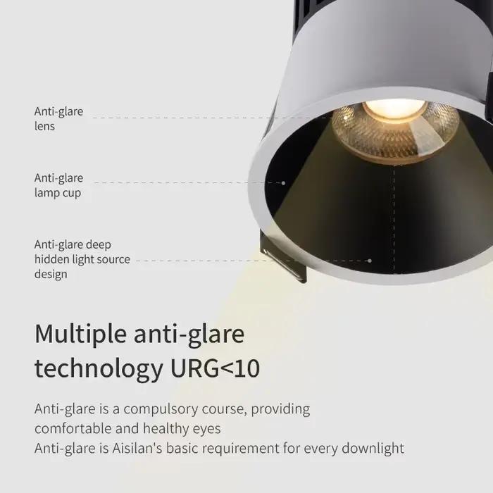 DT8 gradation LED encastré Downlight projecteur moderne intérieur Anti-éblouissement CRI97 aluminium plafonnier pour
