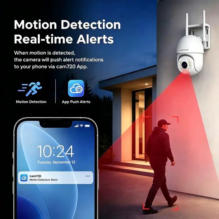 Caméra de sécurité Wifi Lenovo 5MP pour extérieur
