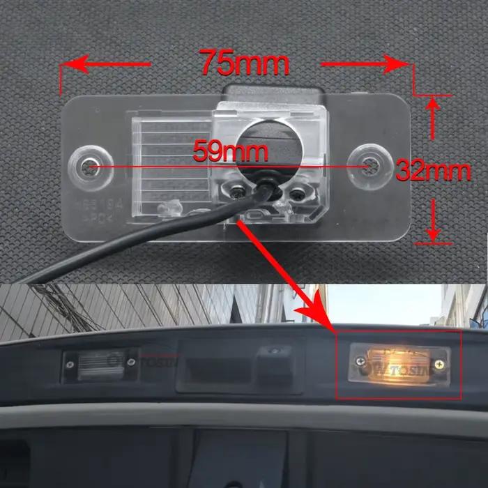 Caméra de recul Owtosin HD 1280x720 Fisheye pour VW Volkswagen Touareg 2002 2003 2004 2005 2006 2007 2008 2009 moniteur de voiture facile à installer et résistante aux intempéries