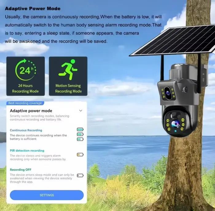 2026 extérieur 4K 8MP caméra solaire sans fil 4G Sim double objectif Wifi IP PIR HD