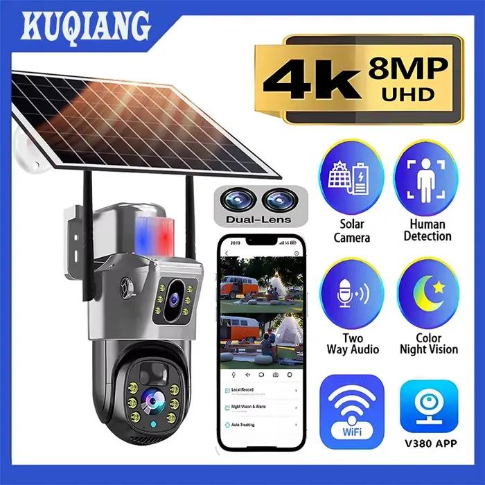 4K 8MP caméra solaire WiFi extérieure double écran