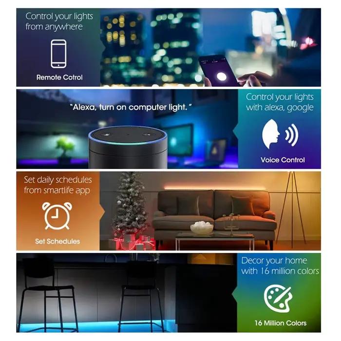 Bande lumineuse LED WiFi 5-30M 220V 110V RGB 5050