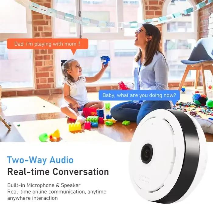 Caméra de surveillance Wi-Fi 360° AEVYVKV avec audio bidirectionnel pour sécurité maison et animaux de compagnie occassions spéciales