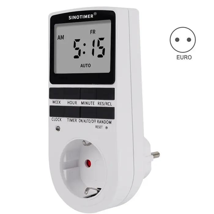 Prise murale électrique programmable avec minuterie hebdomadaire et batterie intégrée pour contrôle d'énergie et confort quotidien