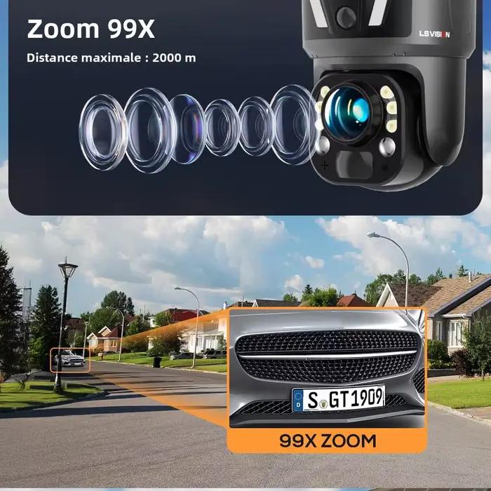 Caméra solaire PTZ LS VISION 8MP à 3 objectifs et double écran