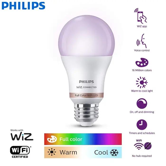 Philips WiZ 8.5W E27 Wi-Fi et Bluetooth LED ampoule intelligente 220-240V 16 millions couleur EyeCom