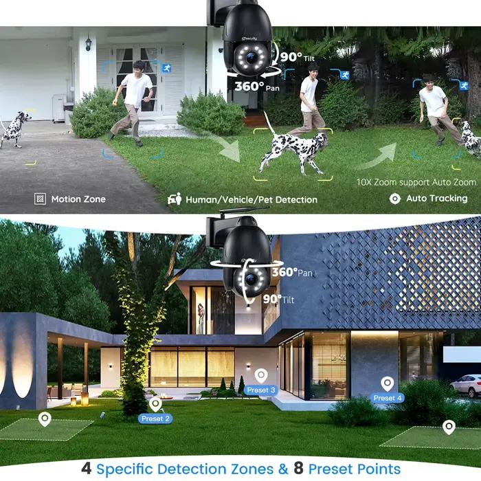 Caméra de surveillance extérieure PTZ IP HD 8MP/4K