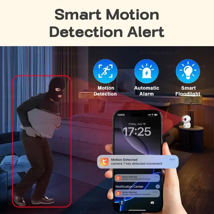 Caméra de sécurité IP PTZ intérieure Tuya 4K 8MP à double objectif 5G WiFi