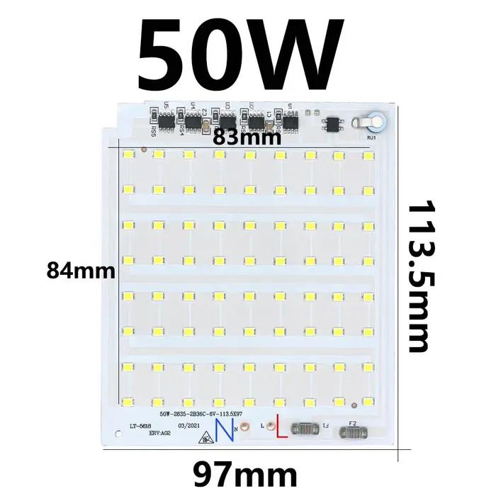 Lampe LED COB carrée pour projecteurs DIY - Puissance 10W à 200W - Blanc froid à vert armée - Installation facile et éclairage durable pour extérieur