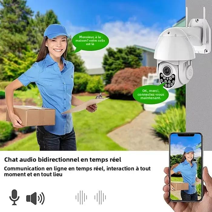 Caméra de sécurité extérieure Tuya 3MP PTZ Wifi avec vidéosurveillance Audio IP Compatible avec le système d'alarme intelligent PGST