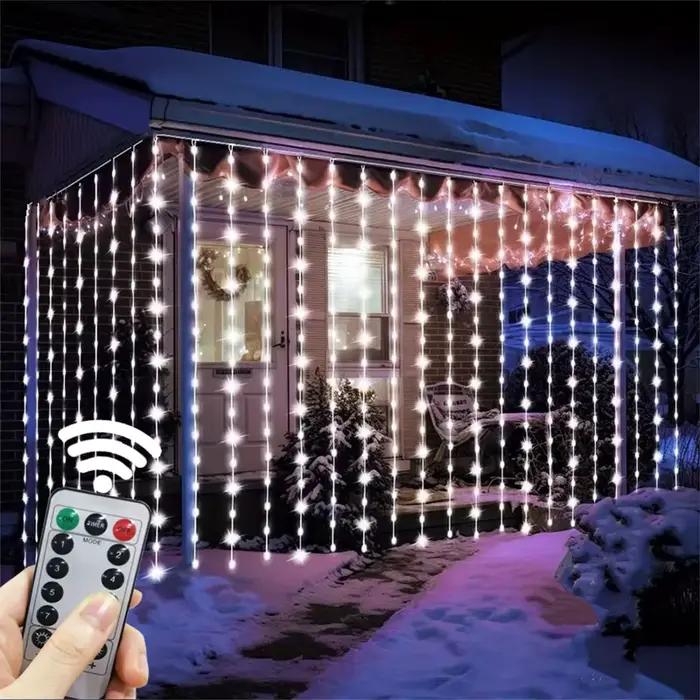 Guirlande LED Lumineuse pour Fêtes Décoration de Noël Rideau de Mariage à Télécommande 8 Modes Guirlande Lumineuse USB Chambre Maison Occasions Spéciales