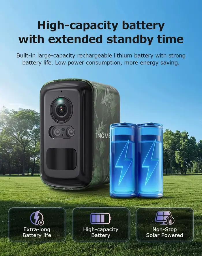 INQMEGA 5MP Mini caméra solaire 4G Surveillance extérieure Camouflage couleur WiFi