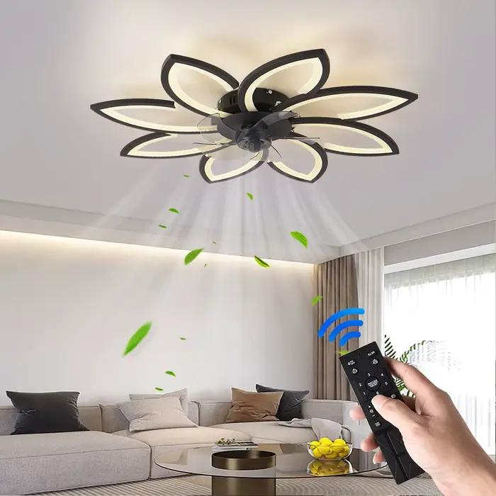 Pétales LED plafonnier ventilateurs de plafond avec lumière chambre Table à manger ventilateur lampe