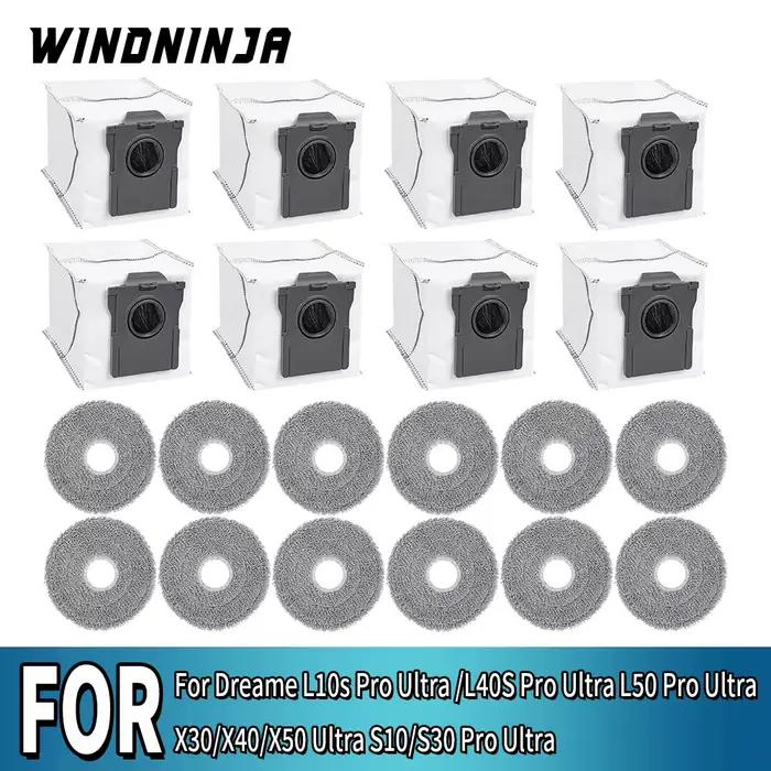Sacs à poussière et chiffons de nettoyage pour aspirateurs Dreame X30/X40/X50 Ultra S10/S30 Pro Ultr
