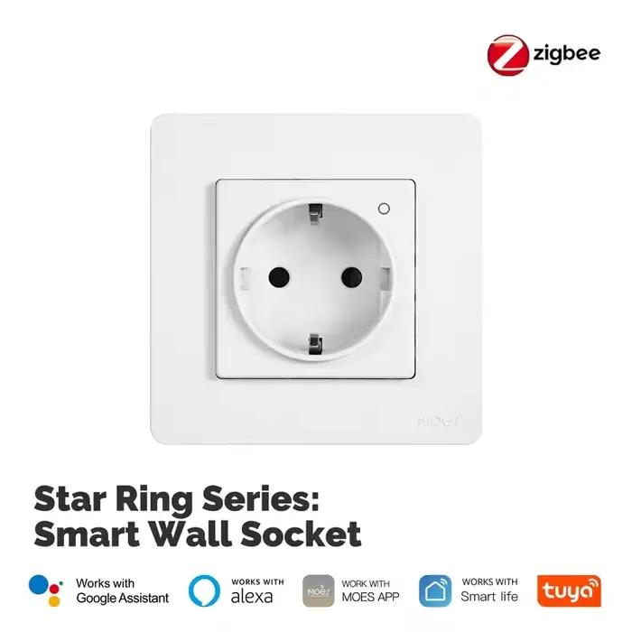 Prise intelligente MOES Tuya ZigBee connectée Wi-Fi pour contrôle vocal Alexa Google Home gestion énergie et programmation horaire en blanc ou noir