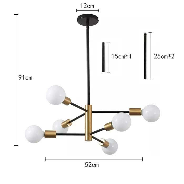 Lustre nordique moderne Sputnik noir à LED pour éclairage domestique, abat-jour en aluminium, design minimaliste, ambiance relaxante, intérieur élégant