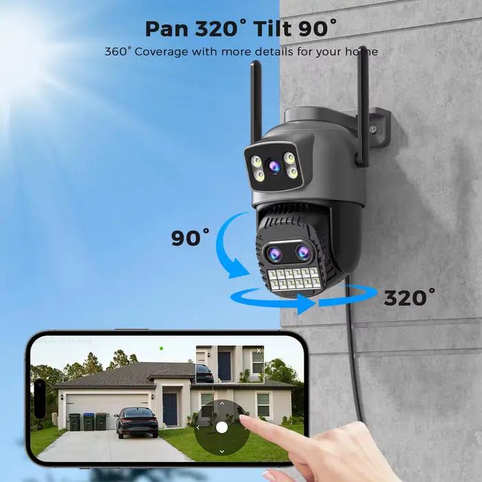 BESDER 15MP Wifi caméra PTZ extérieur double écran 10X Zoom numérique détection humaine 10MP sécurité IP