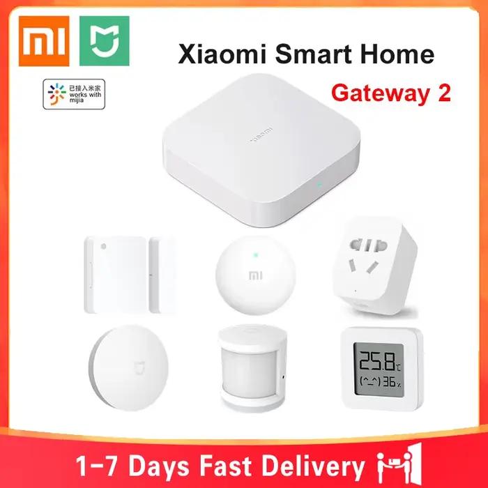 Kit de maison intelligente Xiaomi Mijia Gateway 3 Aqara Hub avec capteur de porte, corps humain, température, humidité, interrupteur sans fil et capteur d'eau pour une maison plus sûre et économe en énergie