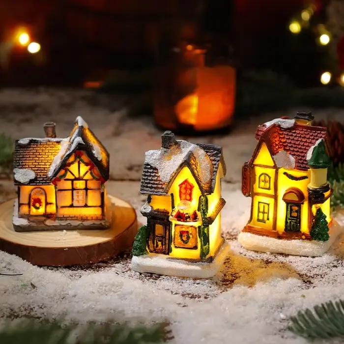Maison de noël ornements lumineux cadeau
