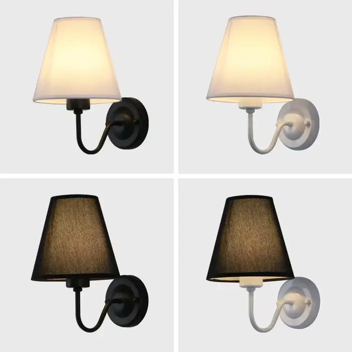 Lampe murale LED moderne, éclairage intérieur, style nordique, E27, lampe murale rétro en tissu, lam