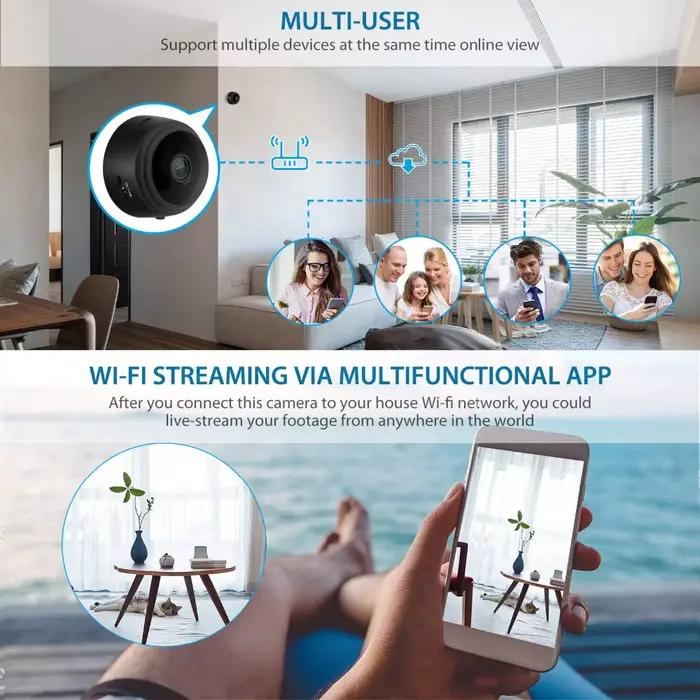 Micro maison sans fil vidéo CCTV Mini Surveillance de sécurité avec Wifi IP Camara capteur infrarouge CMOS 2MP téléphone alarme caméra
