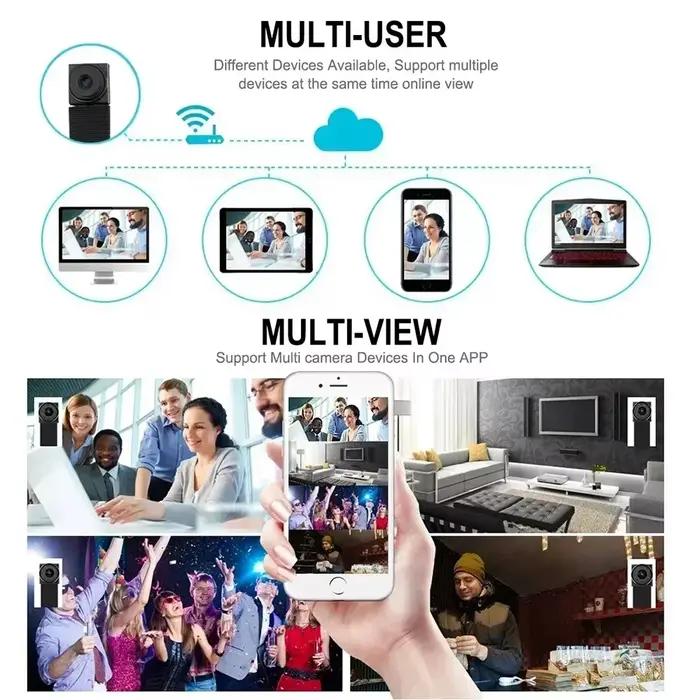 Caméra de Surveillance Mini HD 1080P avec Vision Nocturne Infrarouge pour Surveillance Maison Bureau Événements Importants Notifications Instantanées