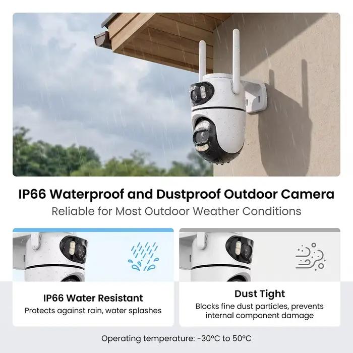 Caméra de sécurité WiFi PTZ à double objectif 4MP