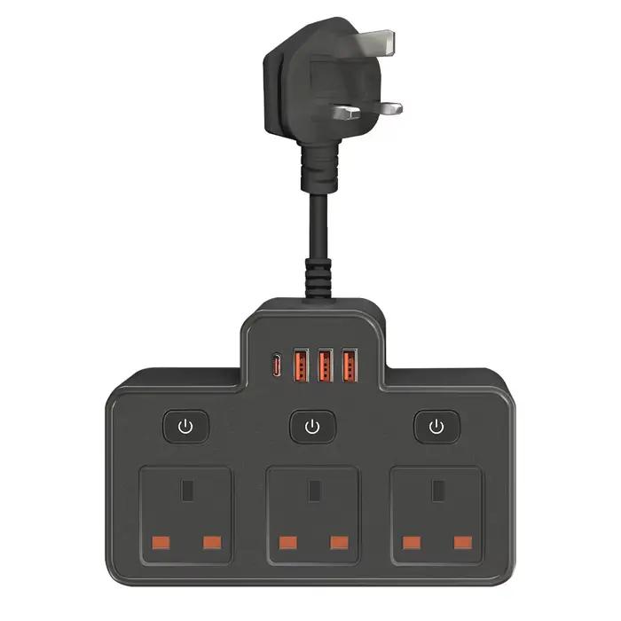Adaptateur de filtre réseau multirobinet avec ports USB, multiprise, prise secteur britannique, inte