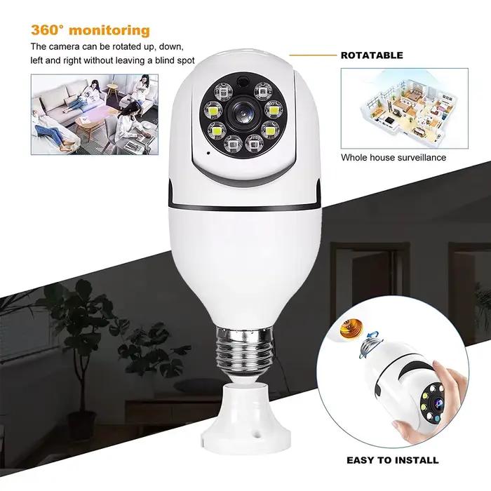 Caméra IP dôme E27 2MP 1080P avec vision nocturne IR pour la sécurité domestique, surveillance de bé