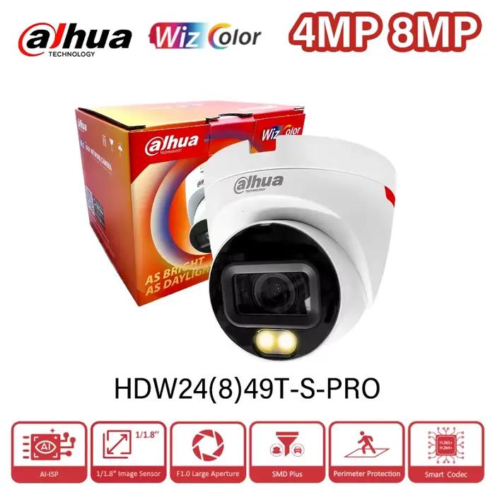 Dahua 4MP 8MP Wizcolor caméra IP 4K HD Vision nocturne lumineux comme jour intégré micro 4K détectio