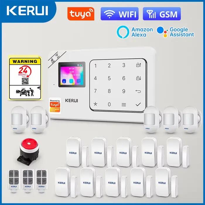 KERUI Kit d'alarme domestique sans fil WiFi GSM antivol avec écran tactile Tuya Smart Life App système