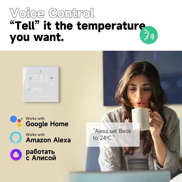 Beok Tuya Thermostat Wifi chaudière à gaz chauffage au sol chaud régulateur de température thermorégulateur intelligent fonctionne avec Alice Google Home