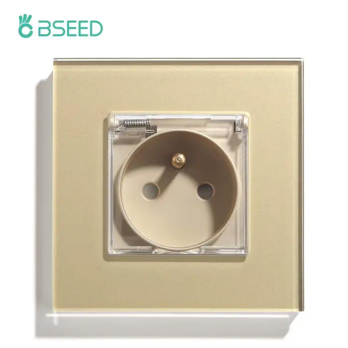 BSEED prises de courant simples françaises panneau en verre blanc 16A prises murales doubles couverc