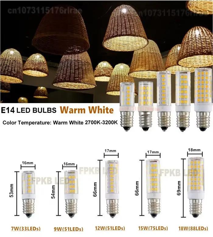 18W 15W 12W 9W 7W E14 LED ampoule lampe 220V-240V Mini maïs