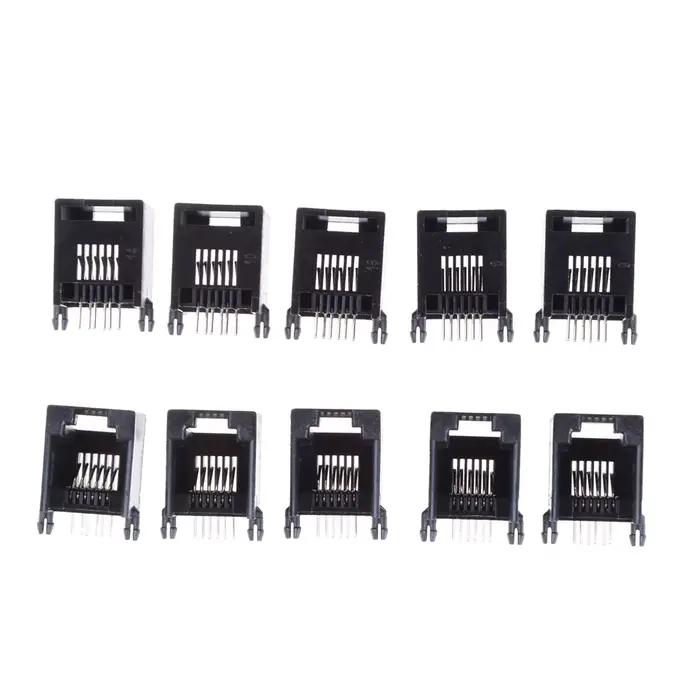 Lot de 10 prises de téléphone RJ12 RJ11, 6 broches, femelle en cristal 6p6c