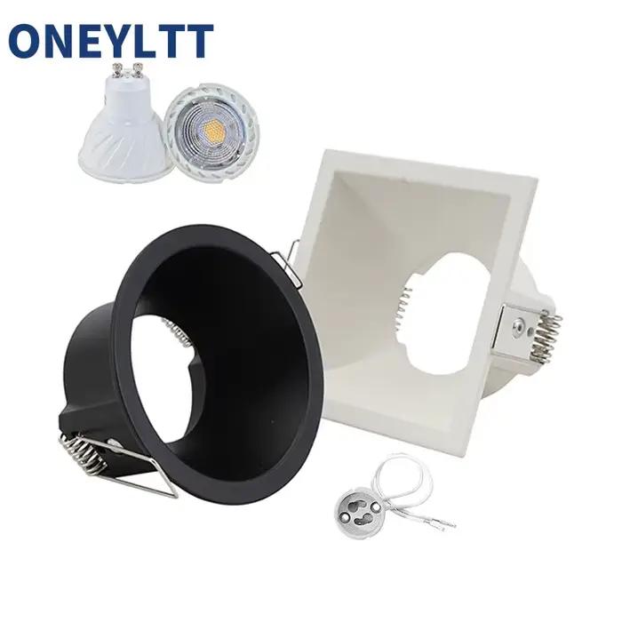 Cadre de montage encastré GU10/MR16 support de lampe aluminium finition fer pour éclairage spot salle de bain entrée application led halogène lumière bleu foncé jaune clair orange vert clair installation facile zones humides